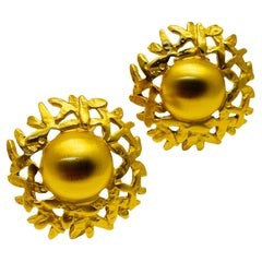 ANNE KLEIN pendientes de clip de diseño vintage en oro mate