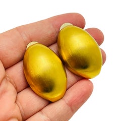 ANNE KLEIN vintage matte gold modernist designer runway earrings