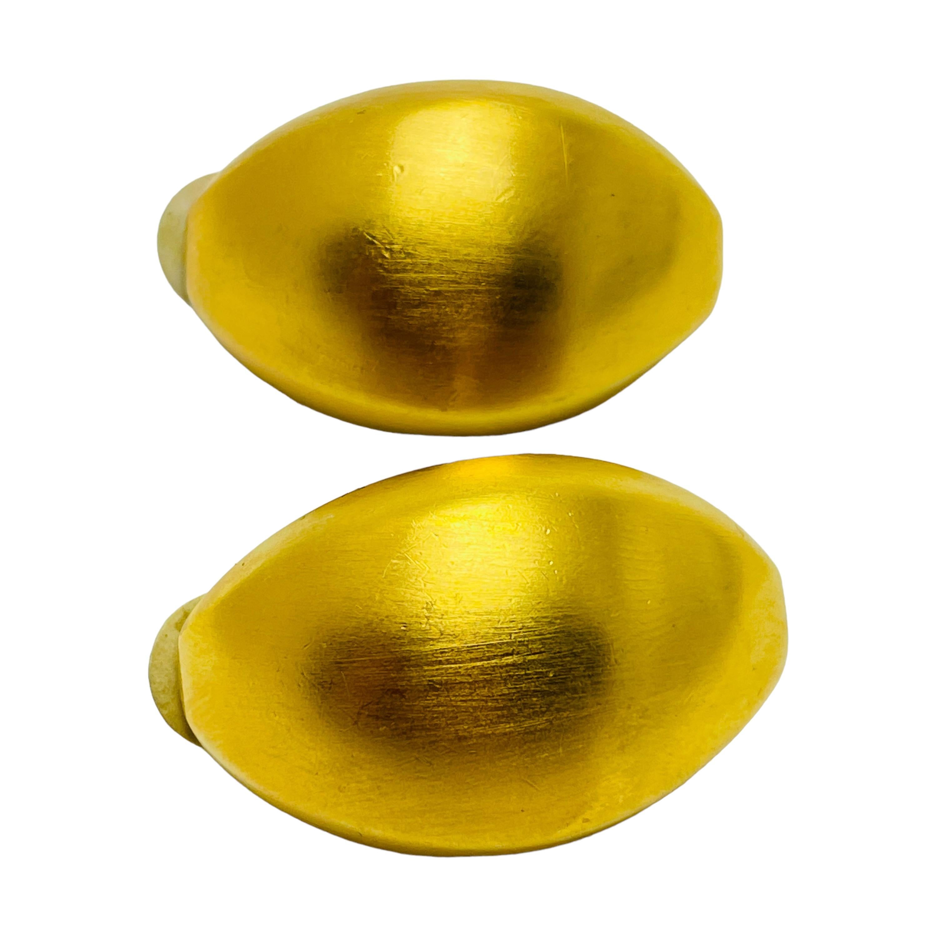 Women's or Men's ANNE KLEIN vintage matte gold modernist designer runway earrings For Sale