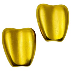 ANNE KLEIN Vintage Modernistische Designer-Laufsteg-Ohrringe aus mattem Gold