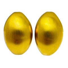 ANNE KLEIN vintage matte gold modernist designer runway earrings