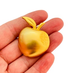 ANNE KLEIN vintage matte gold tone apple designer brooch