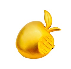 ANNE KLEIN vintage matte gold tone apple designer brooch