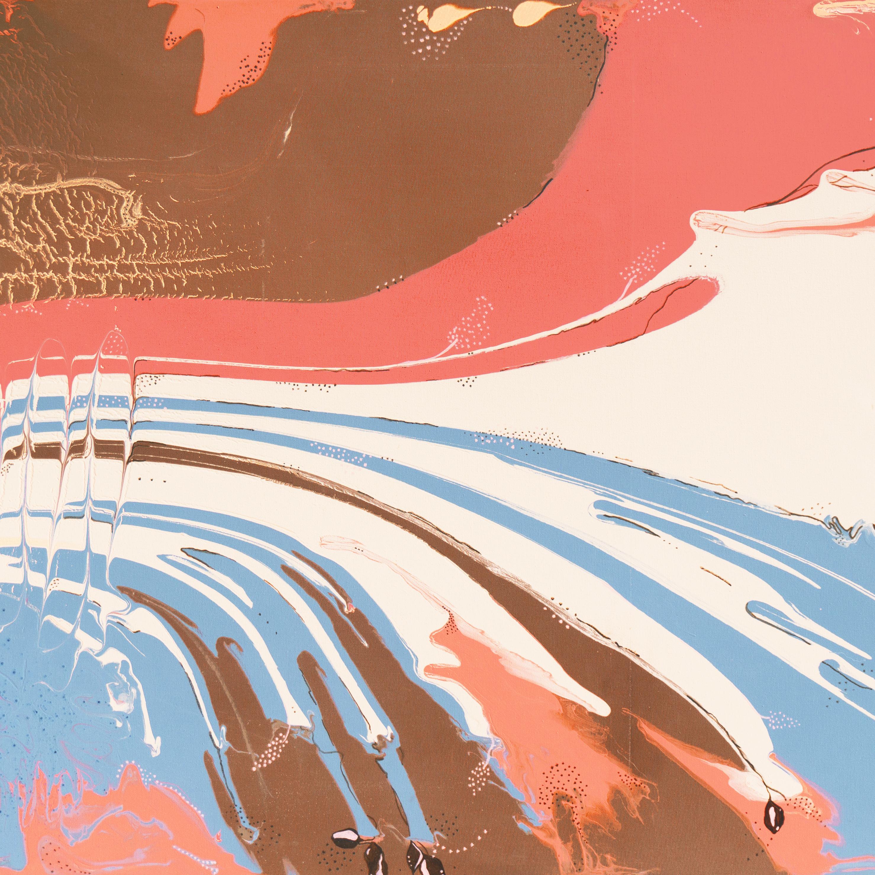 'Abstract, Rose & Parchment', Minnesota Woman Artist, Big Psychedelic Action Oil For Sale 2