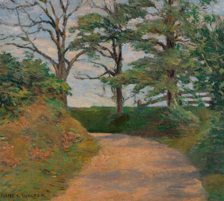 Antique American Impressionist Coastal Forest Landscape Signed Oil Painting For Sale 1