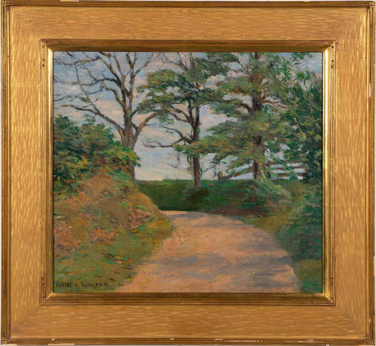 Anne L. Walter Landscape Painting - Antique American Impressionist Coastal Forest Landscape Signed Oil Painting