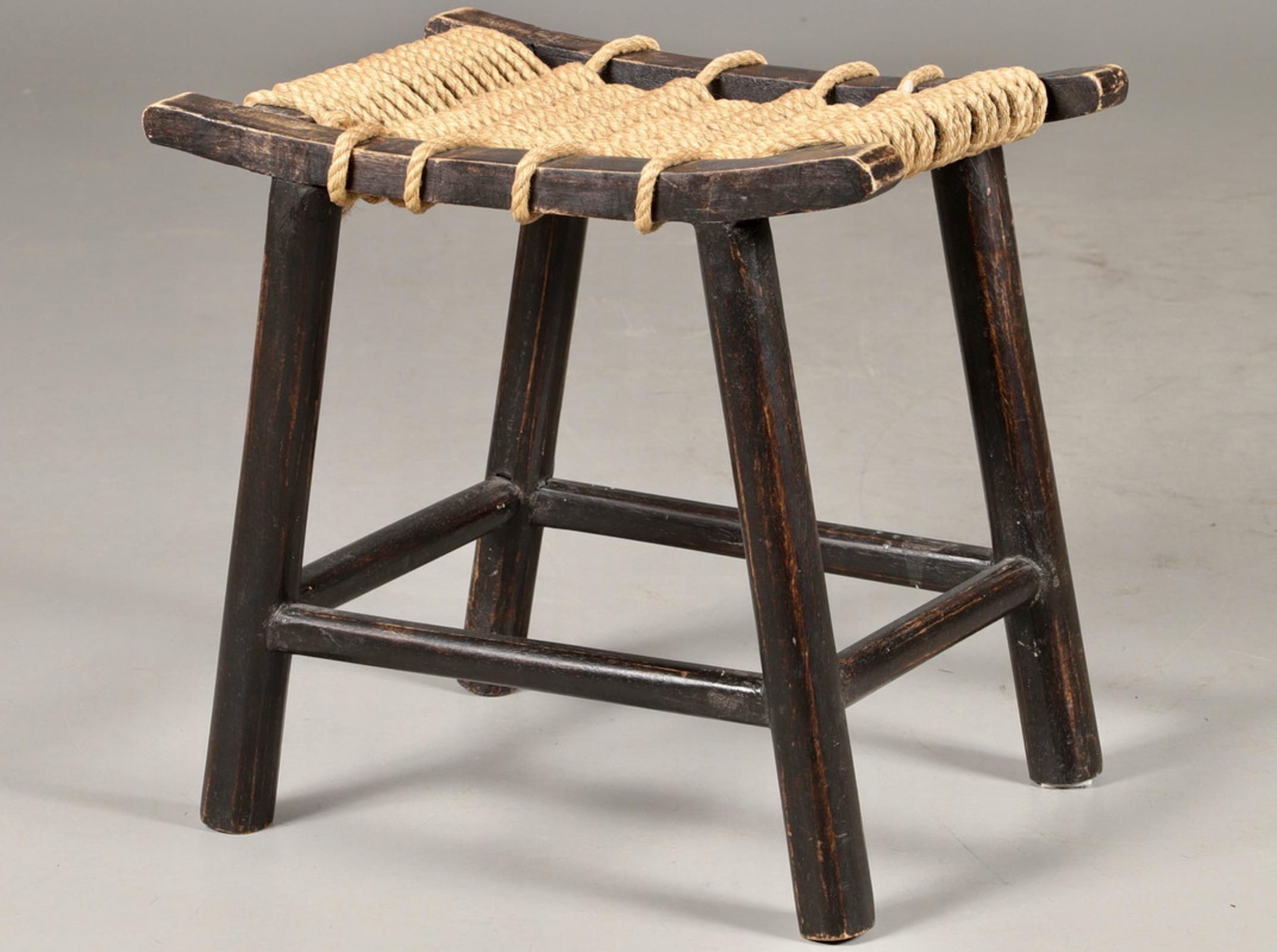 A fine set of three stools designed by Anne Lise Aas (1925–2020). They are made of oak which stained in a brownish/black color. The seats are have a rope knitting which is original and in good condition. The set is probably from the 1950´s or early