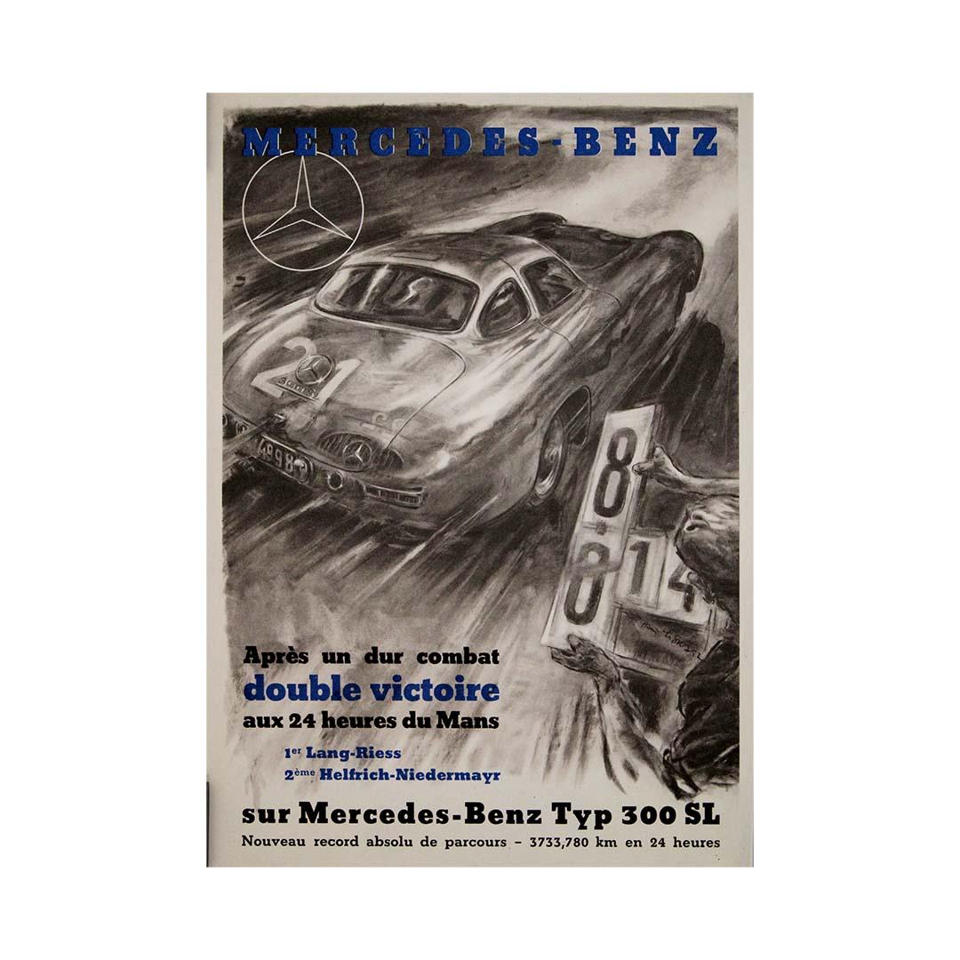 Original vintage poster celebrating Mercedes-Benz’s victory at the 24H Le Mans For Sale 2