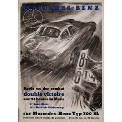 Original Vintage poster celebrating Mercedes-Benz’s victory at the 24H Le Mans