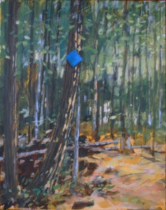 Peinture - Traîneau bleu, acrylique sur toile