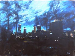 Tableau City Night, acrylique sur toile