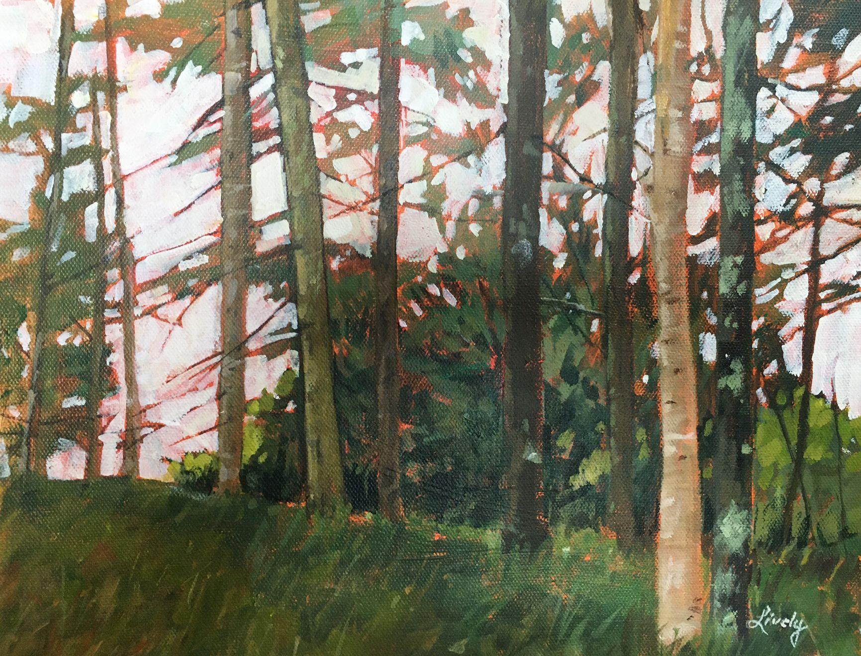 Danse de la forêt, peinture, acrylique sur toile - Painting de Anne  Lively