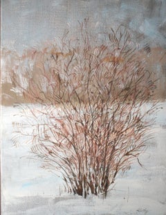 Forsythia in Winter, Painting, Acrylic on Canvas