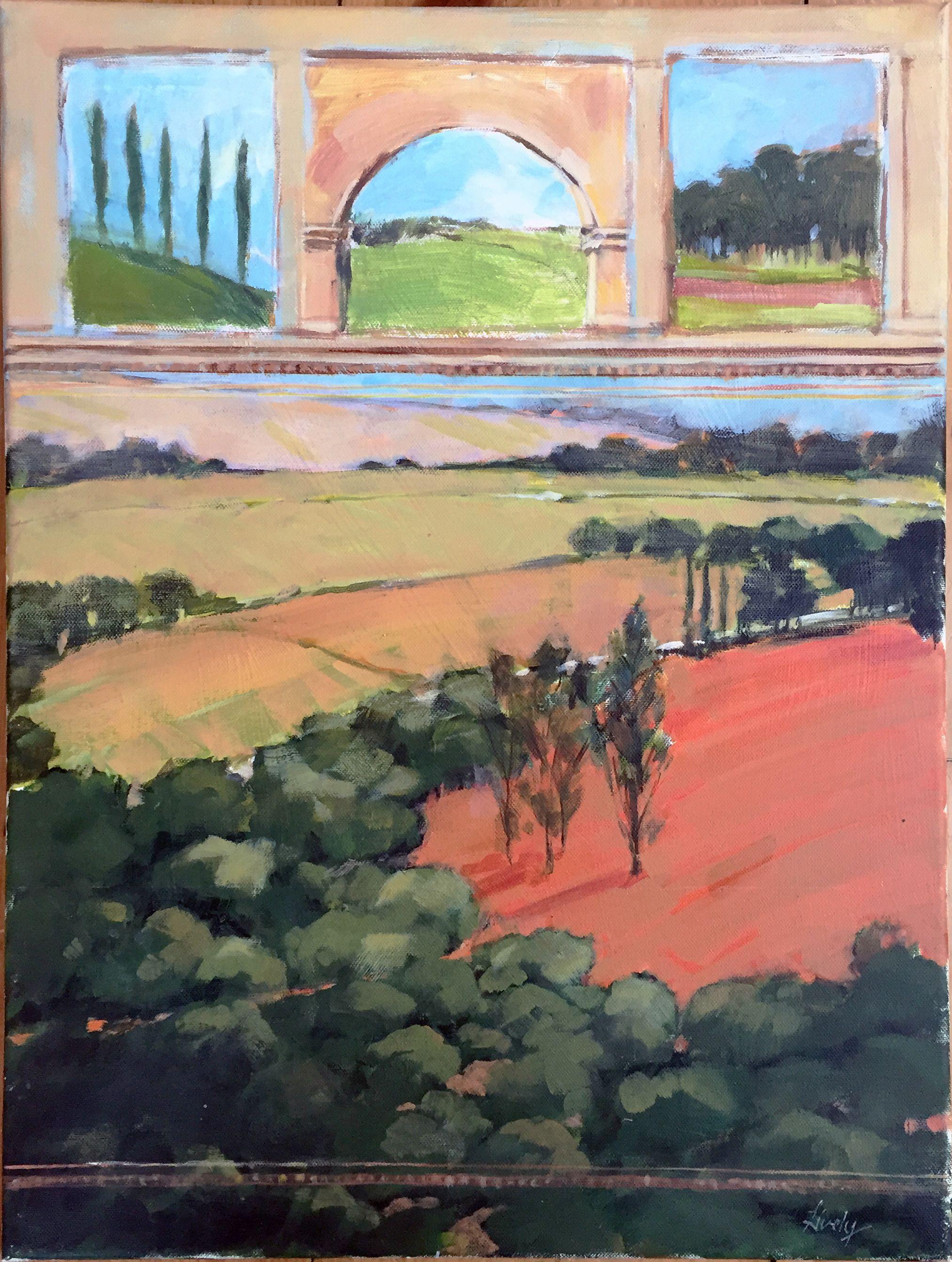 J'ai rêvé de la Toscane, Peinture, Acrylique sur Toile - Painting de Anne  Lively