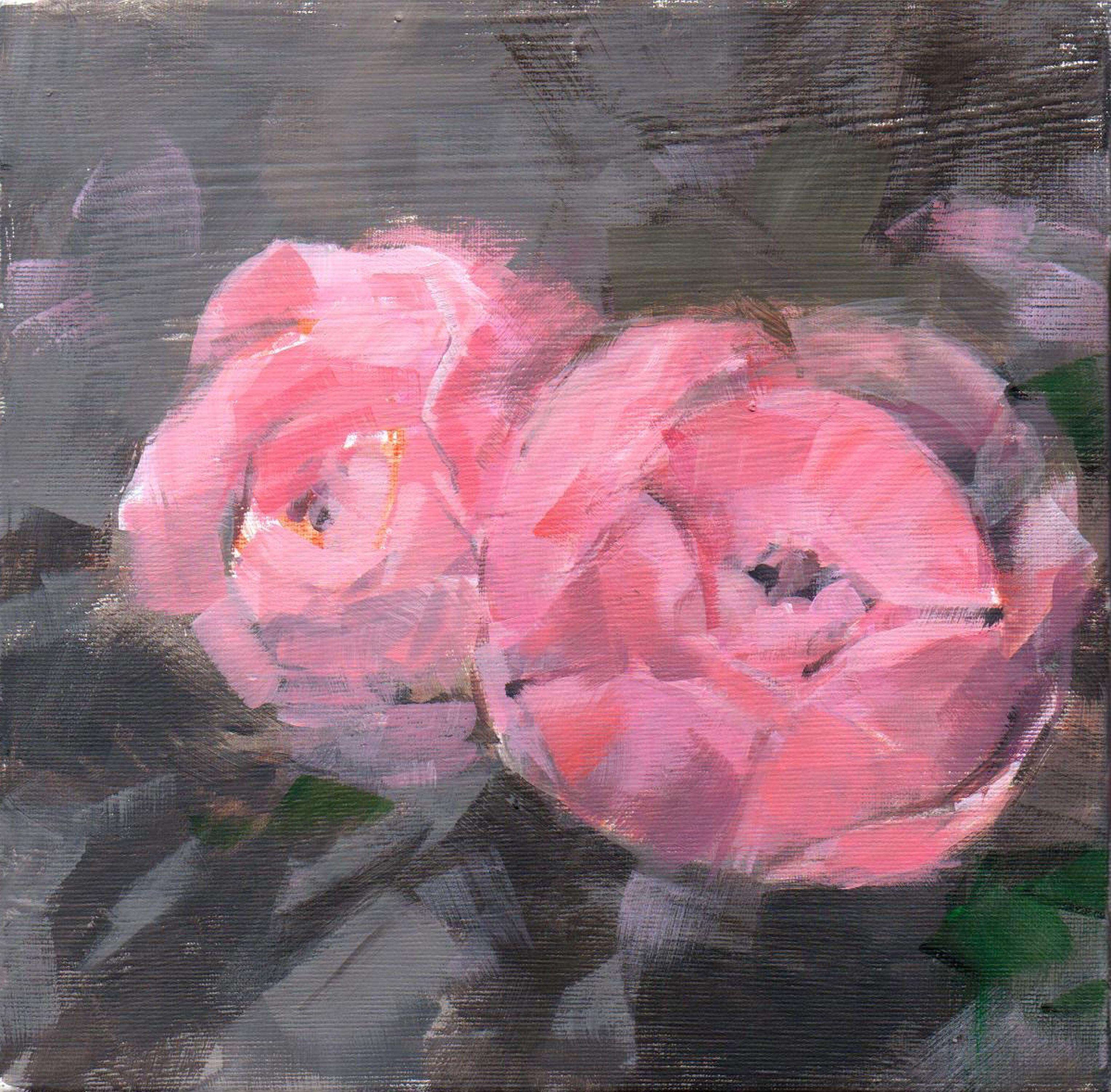 Roses as if in a dream. :: Painting :: Contemporary :: This piece comes with an official certificate of authenticity signed by the artist :: Ready to Hang: No :: Signed: Yes :: Signature Location: Lower right :: Canvas :: Diagonal :: Original ::