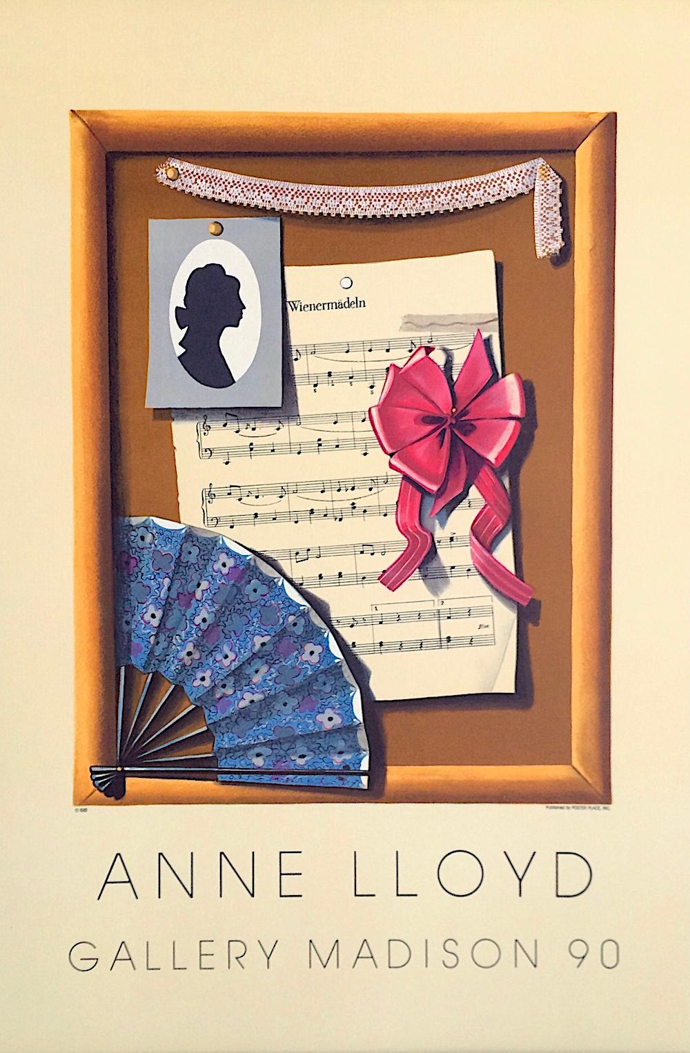 Anne Lloyd Still-Life Print – VIENNESE STILL LIFE Trompe l'Oeil-Lithographie, Assemblage im Arts and Crafts-Stil
