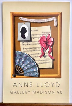 VIENNESE STILL LIFE Trompe l'Oeil Lithograph, Arts and Crafts Style, Music, Fan