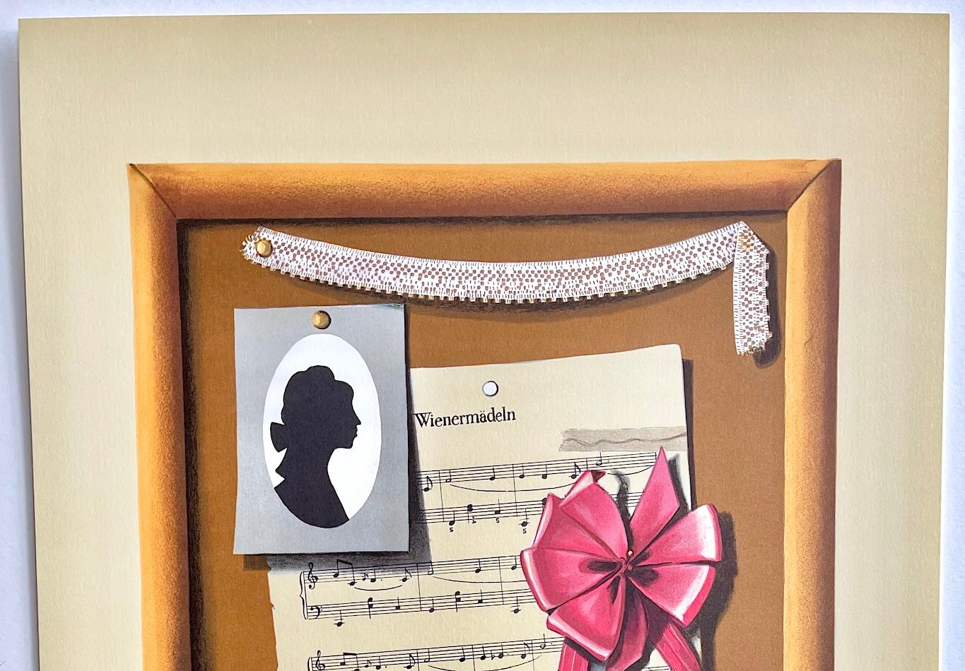 VIENNESE STILL LIFE Trompe l'Oeil Litografía, Estilo Arts and Crafts, Música, Abanico en venta 1