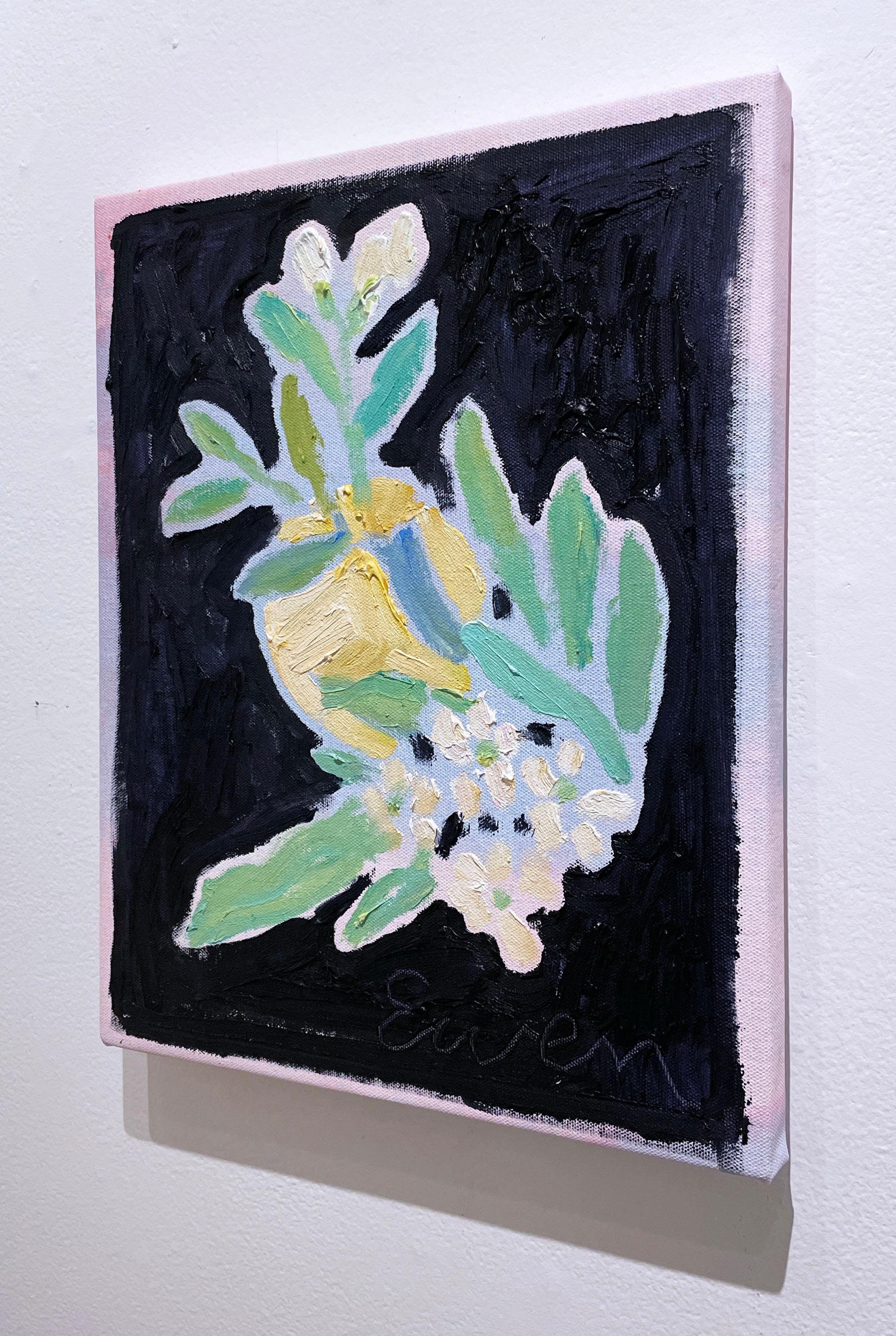 Flor de cítricos II (2022), óleo sobre lienzo, floral, neoimpresionista, botánico, pasteles

