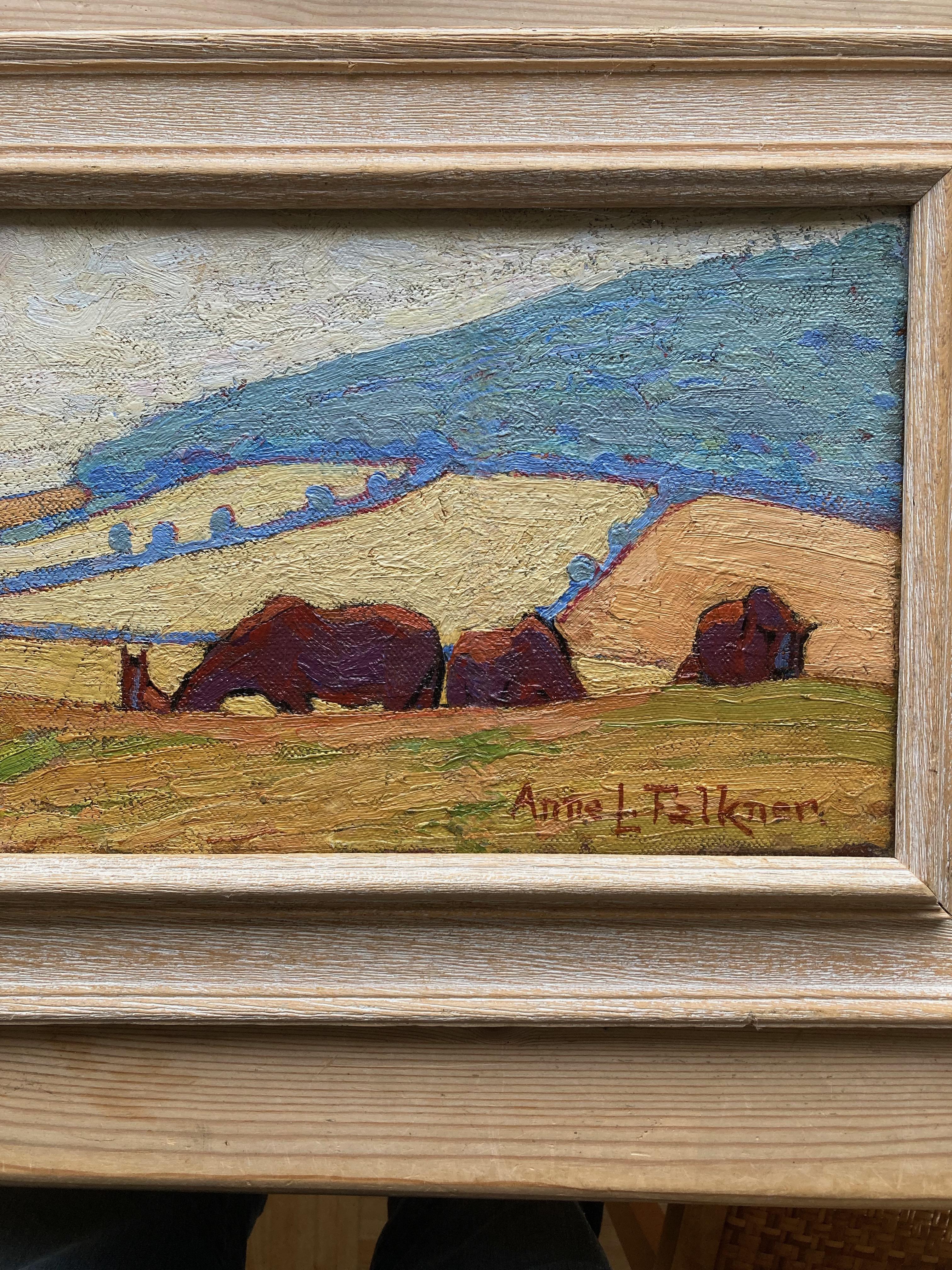 Anne Louise Falkner, British Impressionist, Female artist, horses on a hillside 7