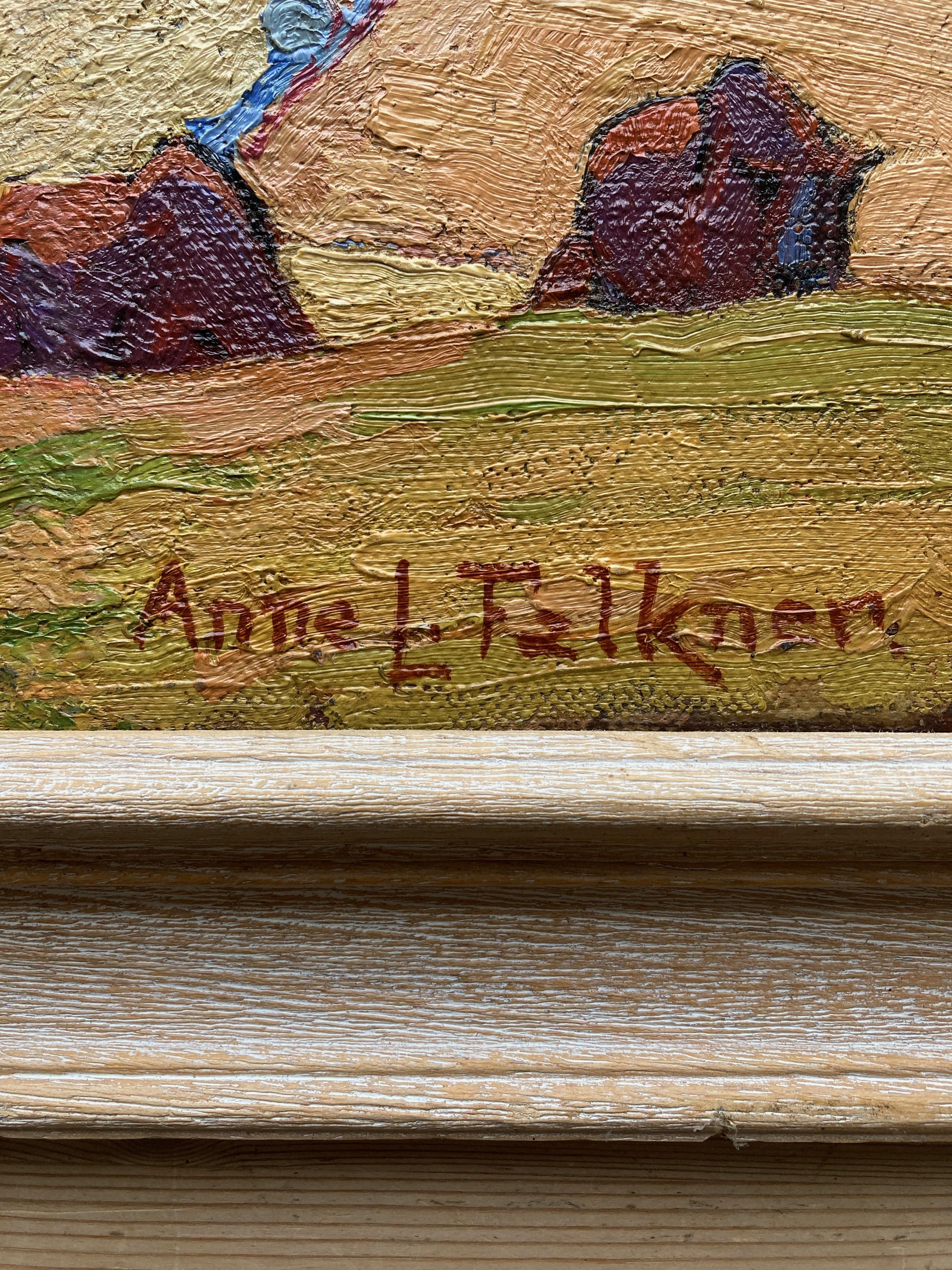 Anne Louise Falkner, British Impressionist, Female artist, horses on a hillside 9