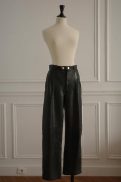 Anne-Marie Beretta Dark Green Leather Pants - 1980s