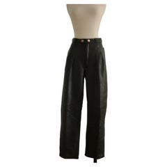 Anne-Marie Beretta Dark Green Leather Pants - 1980s