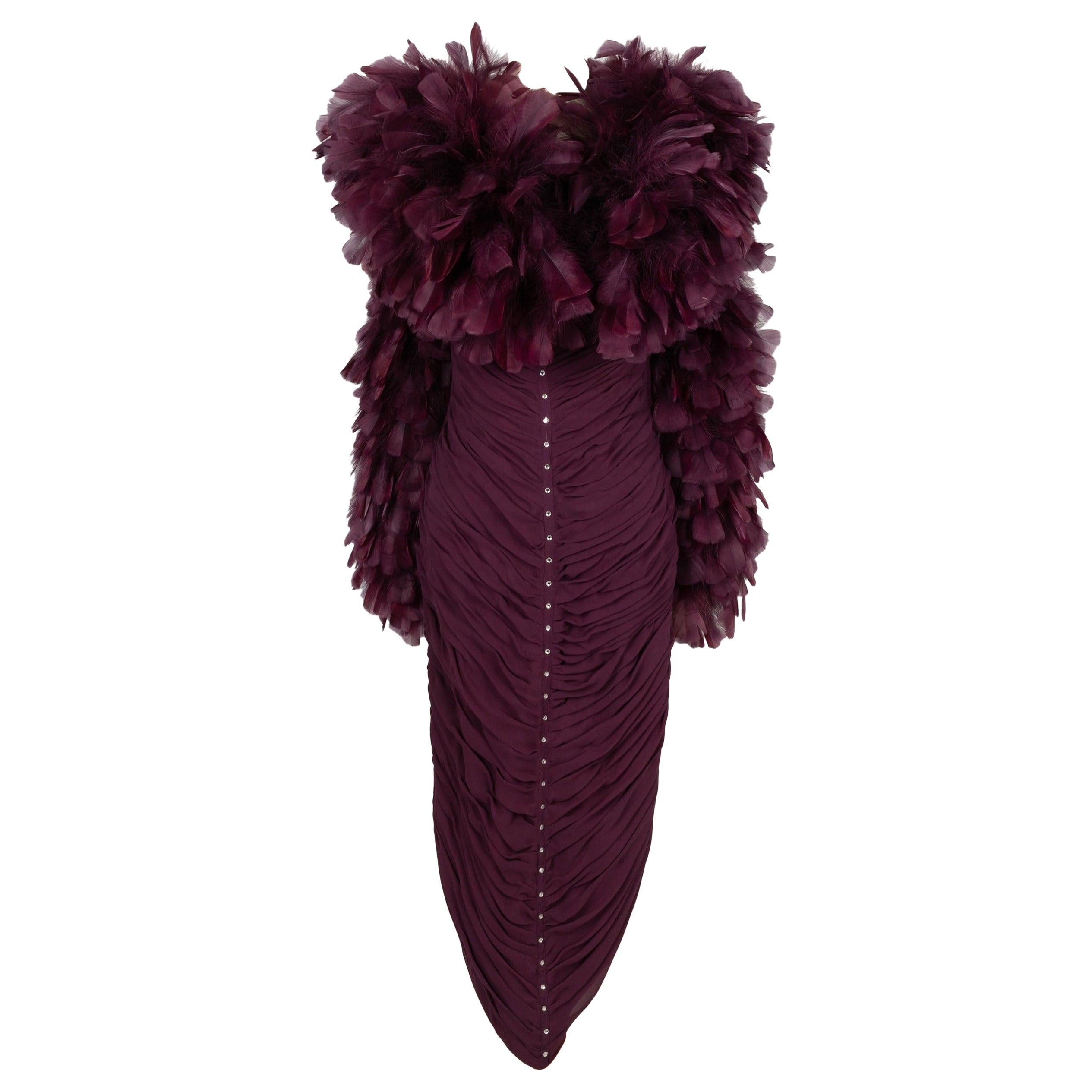 Anne-Marie Beretta Georgette Abendkleid aus Krepp 36FR im Angebot