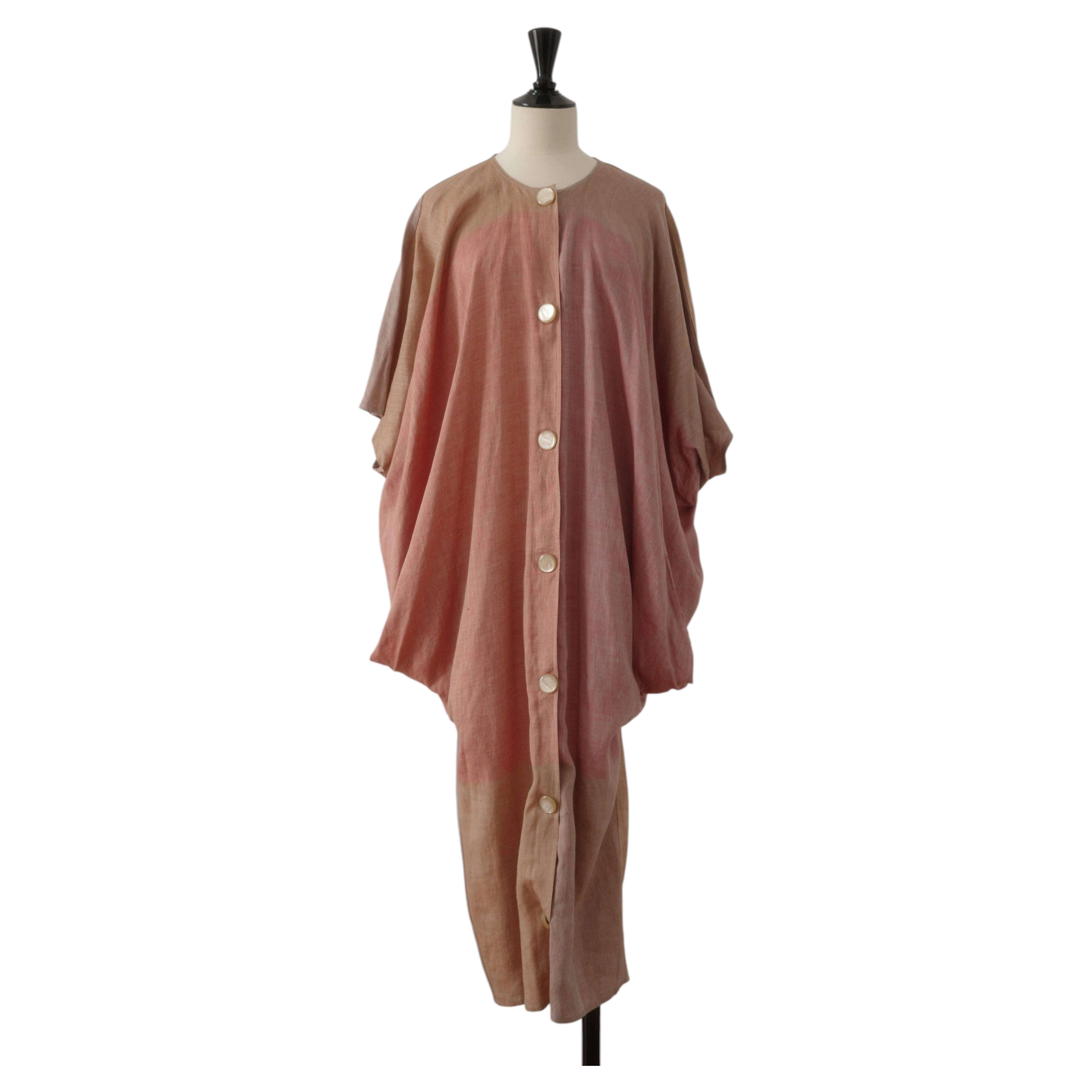 Anne Marie Beretta Women's Linen Kaftan with Button Closure, 1980s