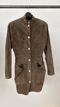 Anne-Marie Beretta Khaki Leather Coat - 1980's