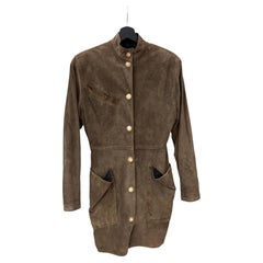 Anne-Marie Beretta Khaki Leather Coat - 1980's