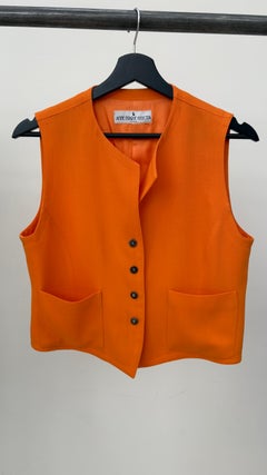 Anne Marie Beretta 1980s Vintage Orange Cotton Polyester Gilet Vest
