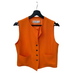 Anne Marie Beretta 1980s Vintage Orange Cotton Polyester Gilet Vest