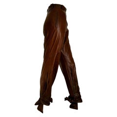 Anne Marie BERETTA Paris "New" Brown Leather up to under Heel Trousers - Unworn 
