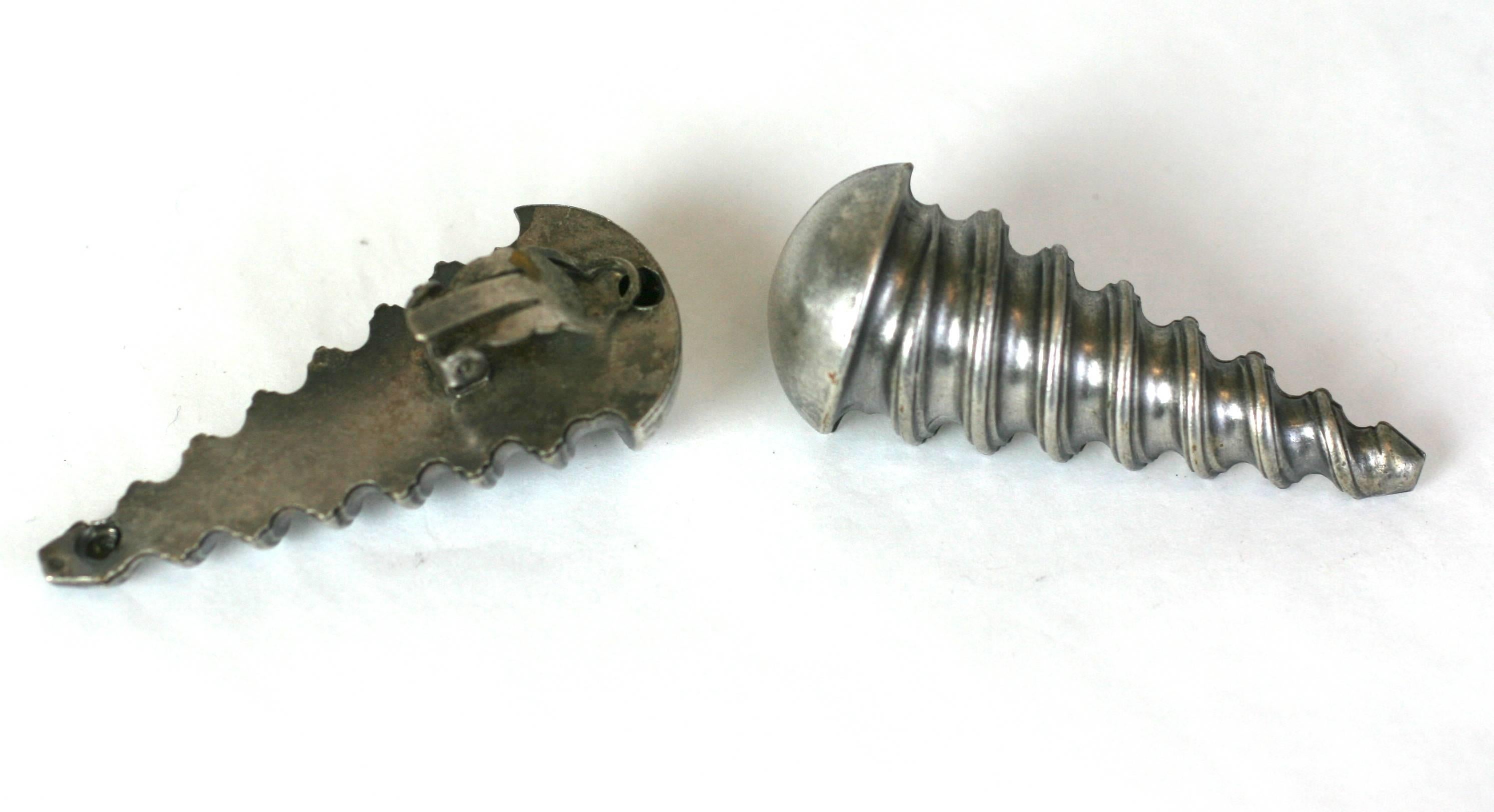Anne Marie Beretta Surrealist Screw Earclips In Excellent Condition For Sale In New York, NY