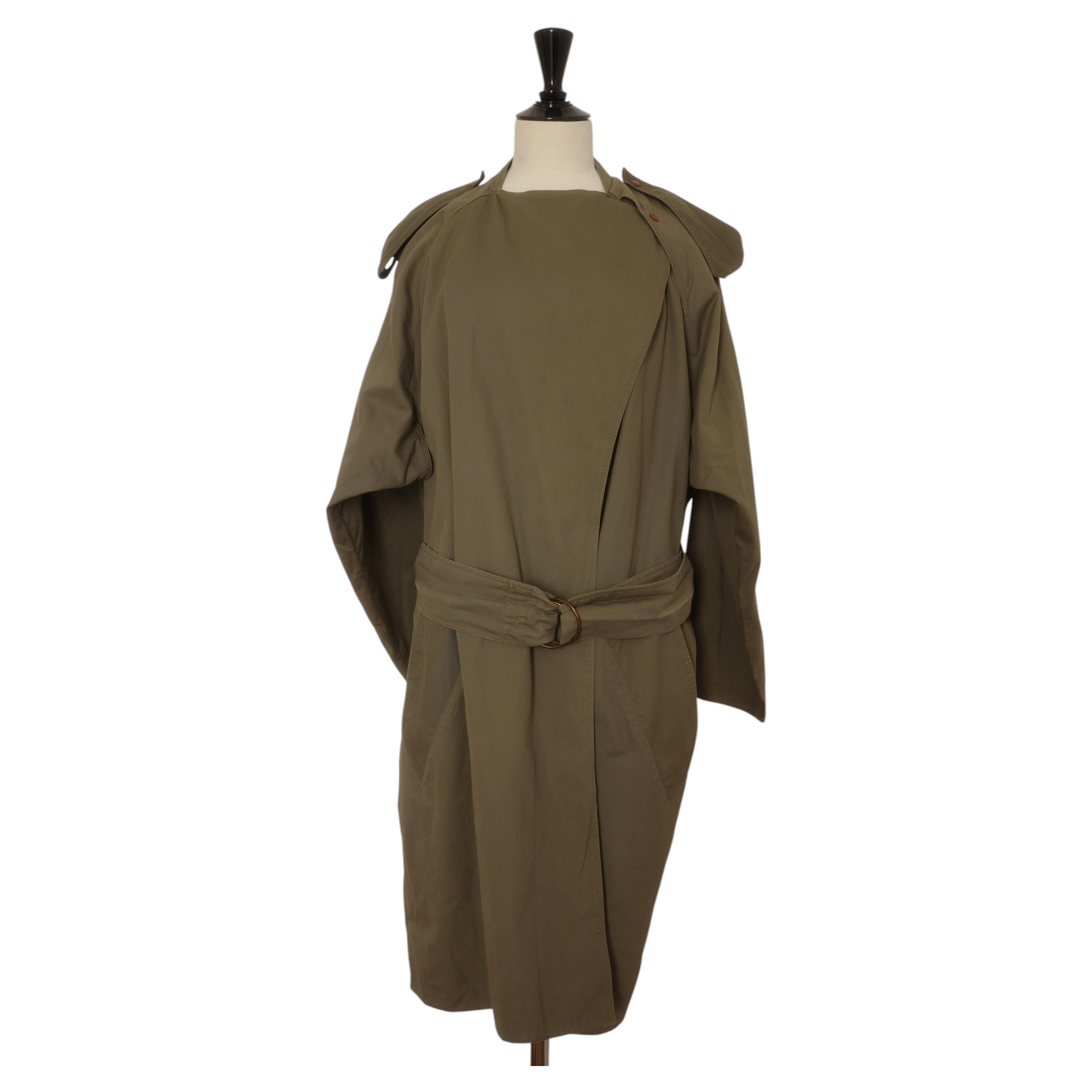 Anne Marie Beretta 1980s Khaki Cotton Oversized Women's Trench Coat