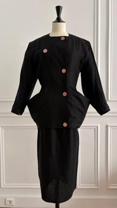 Anne Marie Beretta Vintage Linen Jacket and Skirt ensemble set 1980s