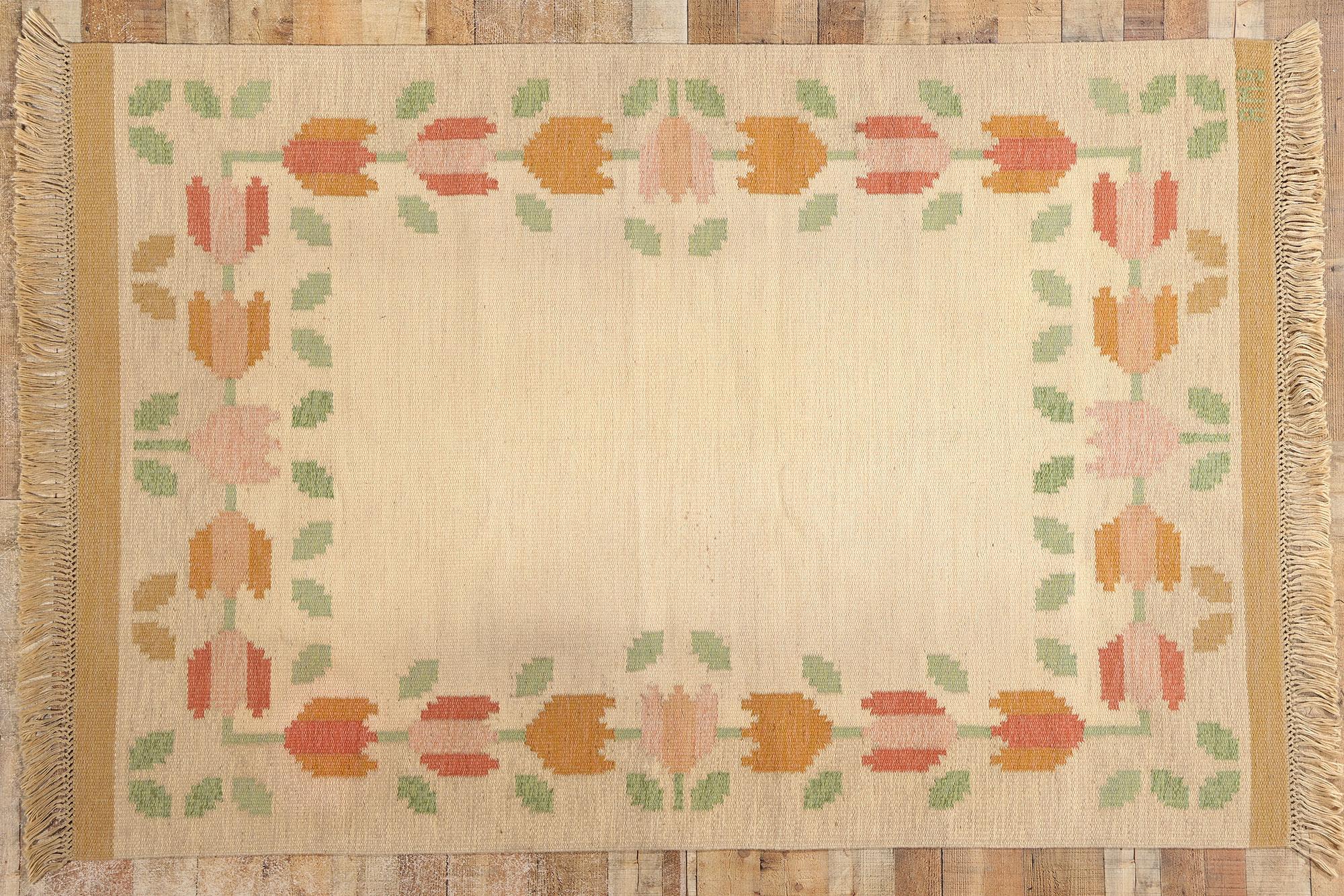 Firmado Anne Marie Boberg Röllakan sueco escandinavo vintage, 05'05 x 08'00 en venta 2