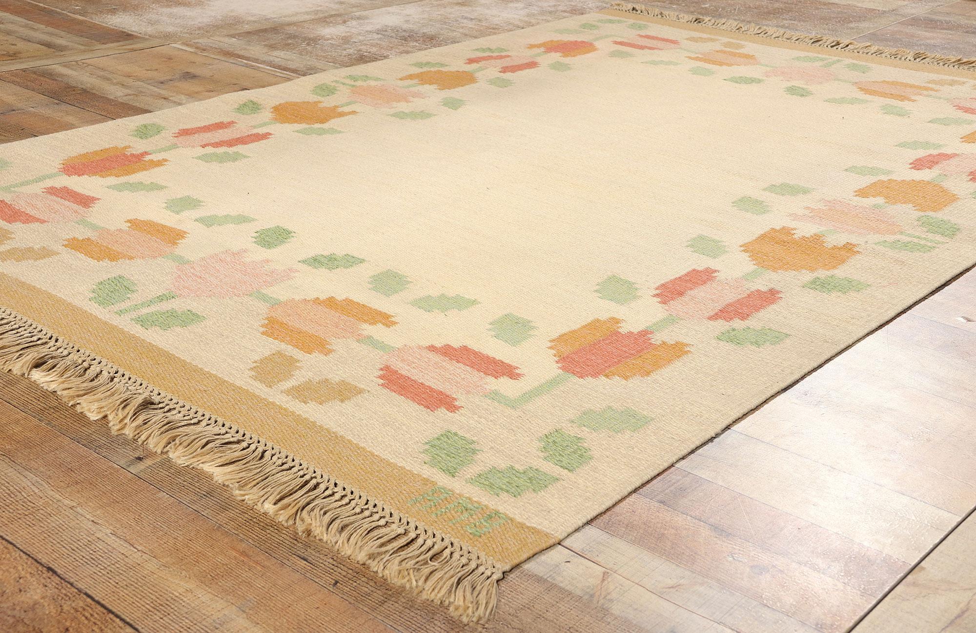 Firmado Anne Marie Boberg Röllakan sueco escandinavo vintage, 05'05 x 08'00 Lana en venta