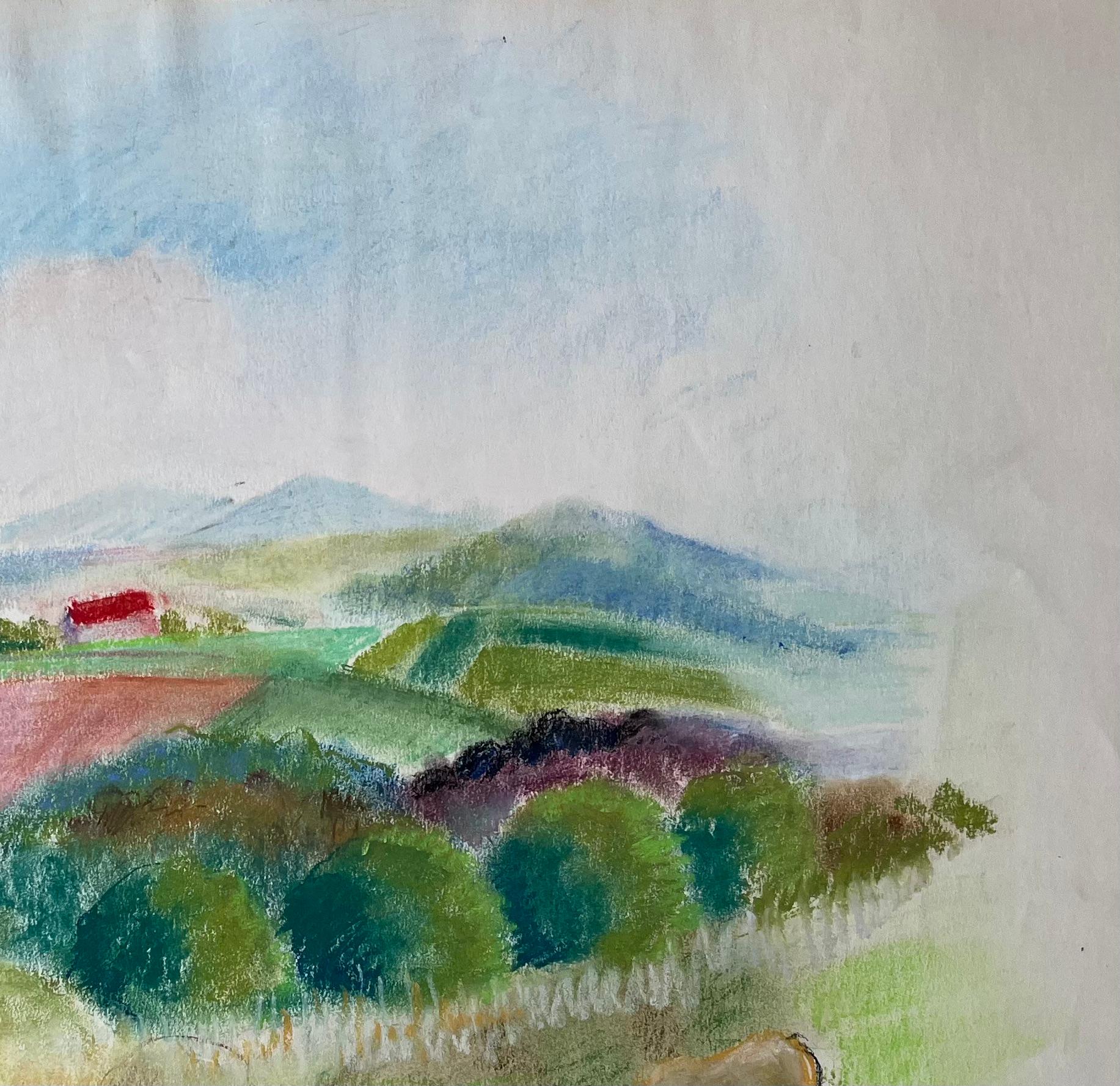 Titolo: Paesaggio francese a pastello della metà del 20° secolo di Roll & Hill con cavallo e fienile rosso
di Anne Marie Migette Perard (francese, 1902-1977)
Medio: Pastello su carta non incorniciata
Dimensioni: 19,75 pollici (altezza) x 24,75