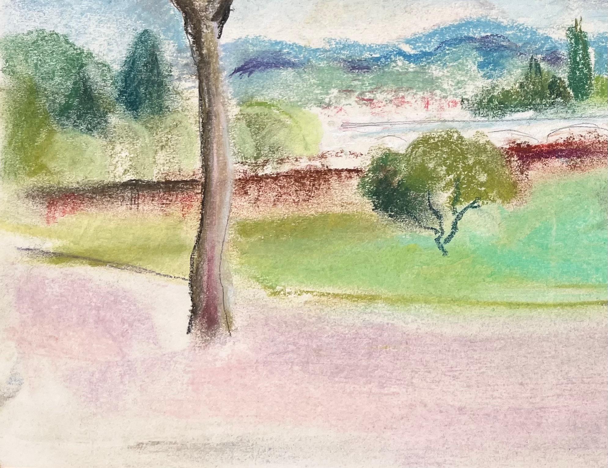 Paysage français du milieu du 20e siècle, avec arbres et collines lointaines en vente 1