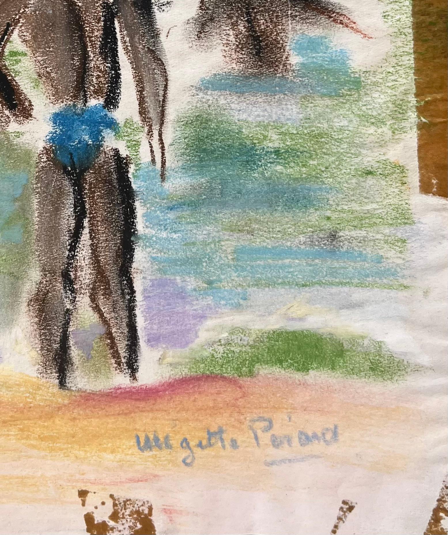 French mid 20th Century Pastel Nadadores en el mar en venta 1