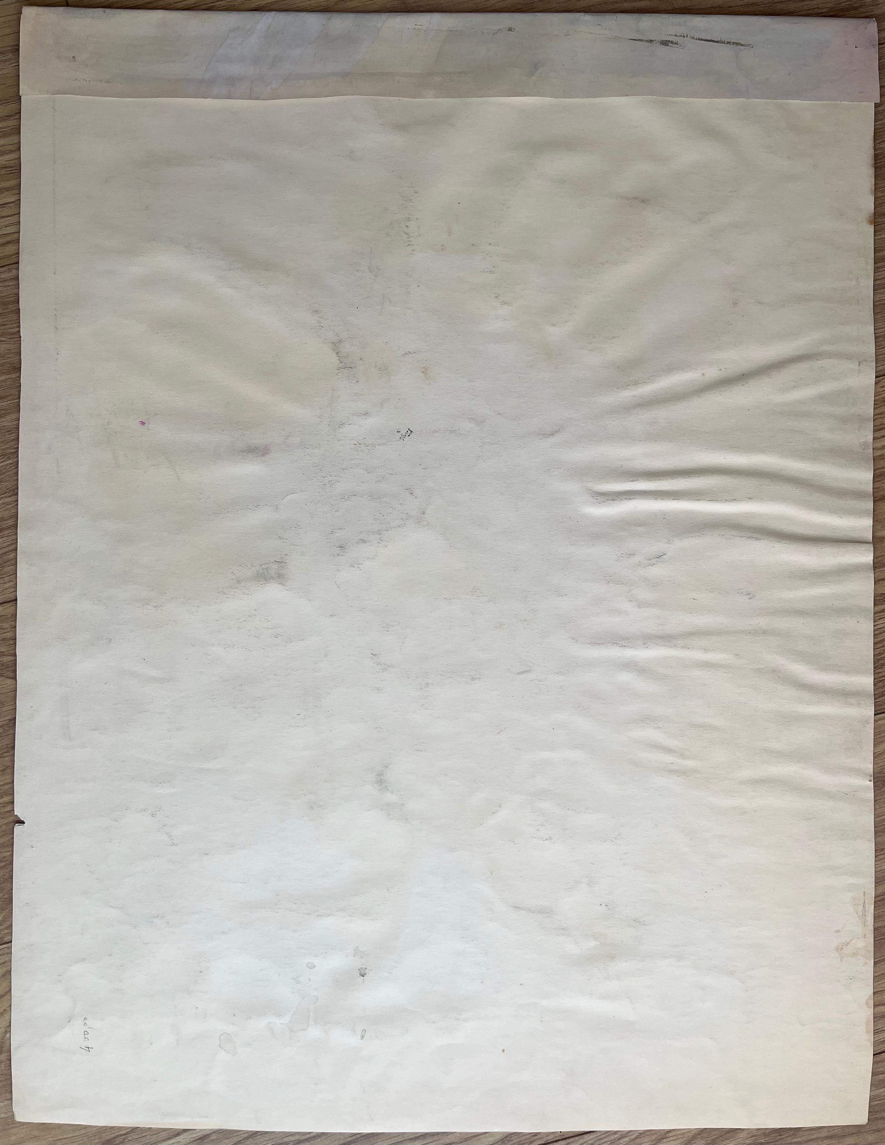 Retrato surrealista francés de mediados de siglo de doble rostro y paisaje simbólico en venta 2
