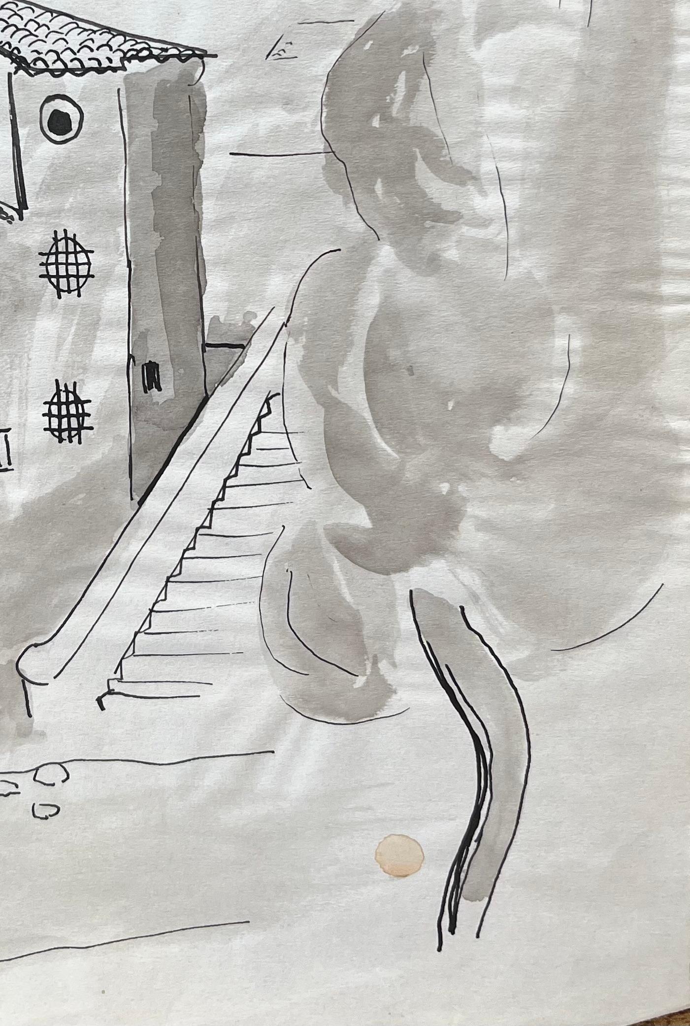 Disegno a inchiostro della metà del XX secolo dell'architettura spagnola e delle torri di una chiesa a Lorca in vendita 1