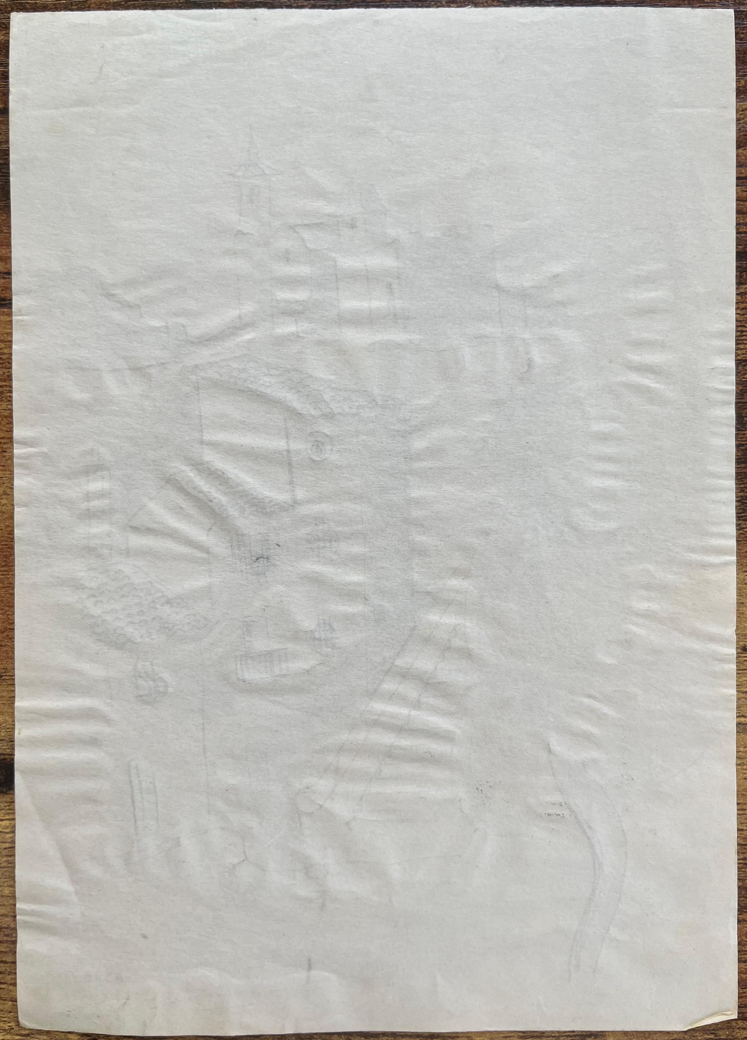 Disegno a inchiostro della metà del XX secolo dell'architettura spagnola e delle torri di una chiesa a Lorca in vendita 3