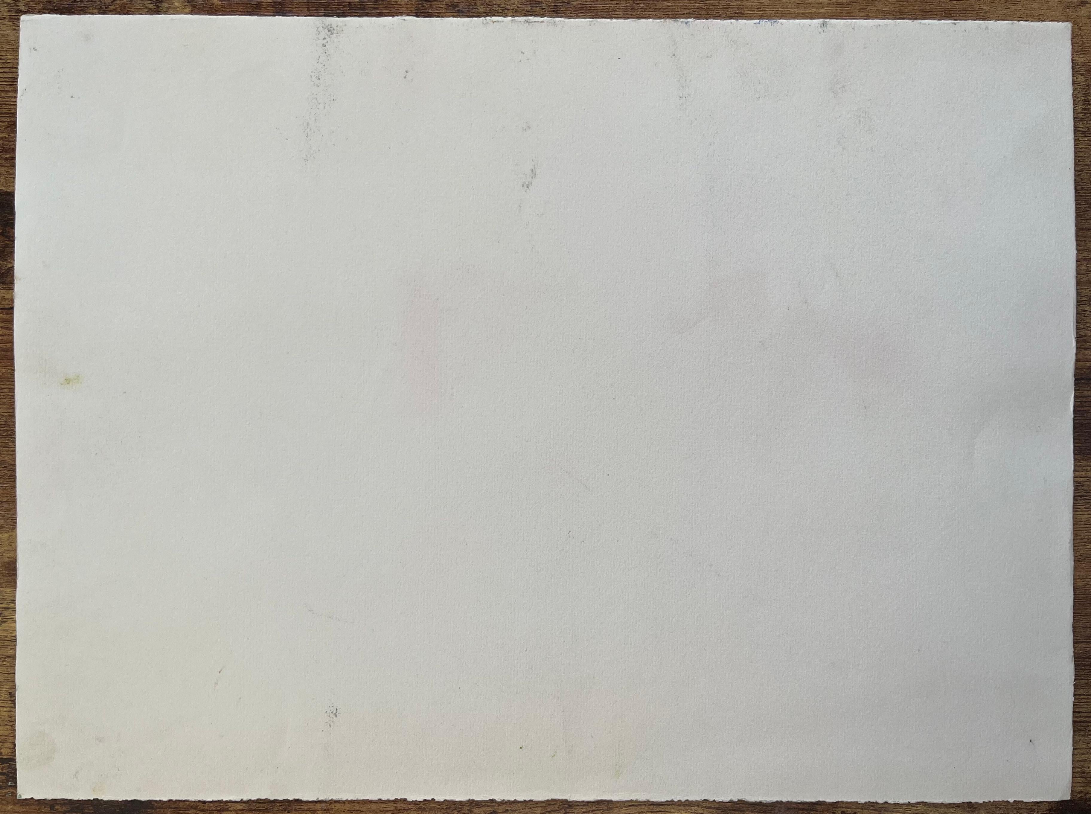 Pastel de mediados del siglo XX de unas ruinas en lo alto de una colina y un camino forestal en Francia en venta 3