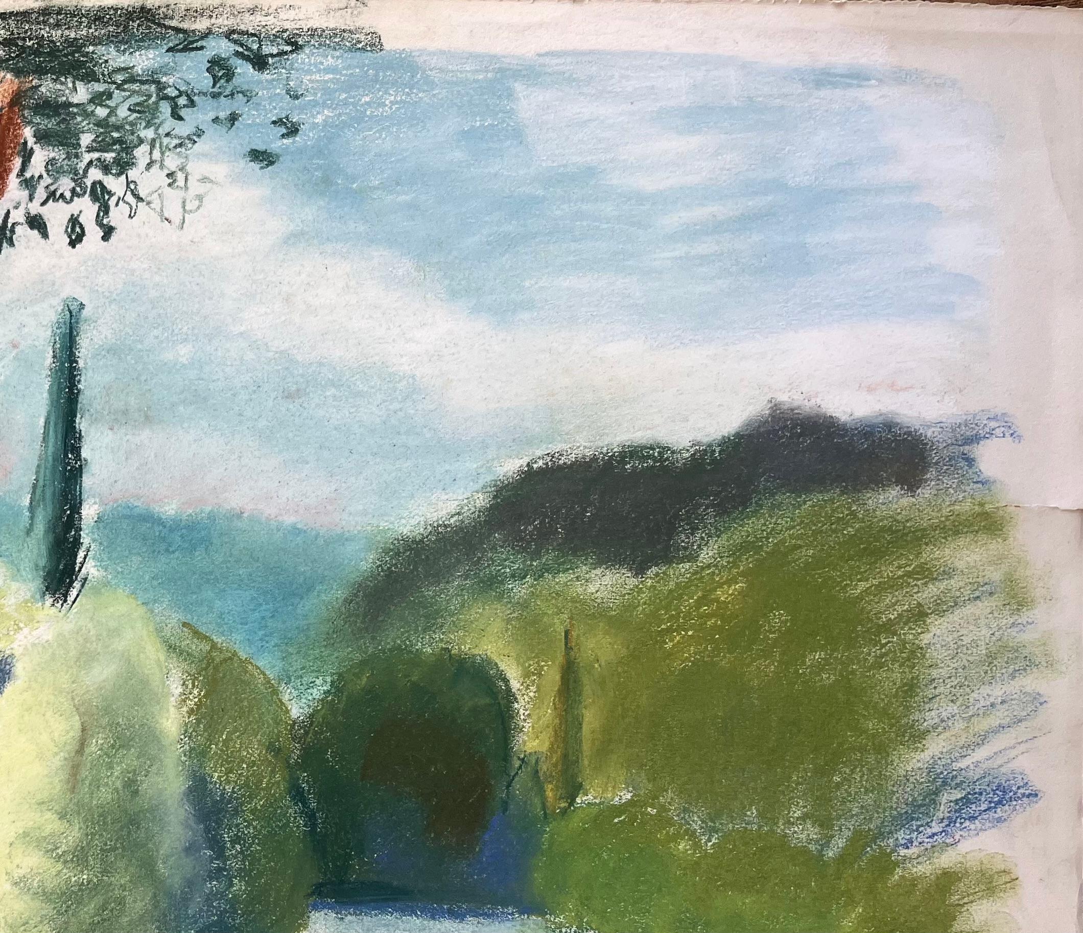 Pastel de mediados del siglo XX del río Brantôme en Francia en venta 1