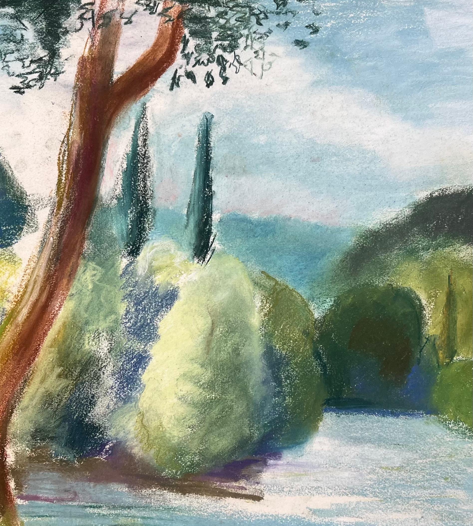 Pastel de mediados del siglo XX del río Brantôme en Francia en venta 2