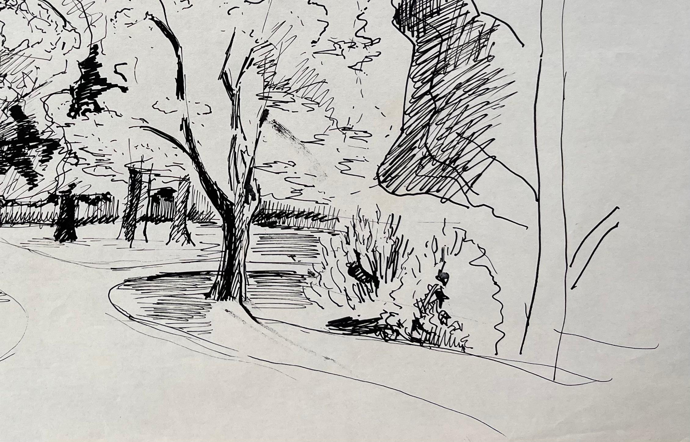 Título: Dibujo postimpresionista de mediados del siglo XX de sendero arbolado en tinta
de Anne Marie Migette Perard (francesa 1902-1977)
Soporte: Tinta sobre papel sin enmarcar
Tamaño: 10,75 pulgadas (alto) x 16,5 pulgadas (ancho)
Estado: Como es