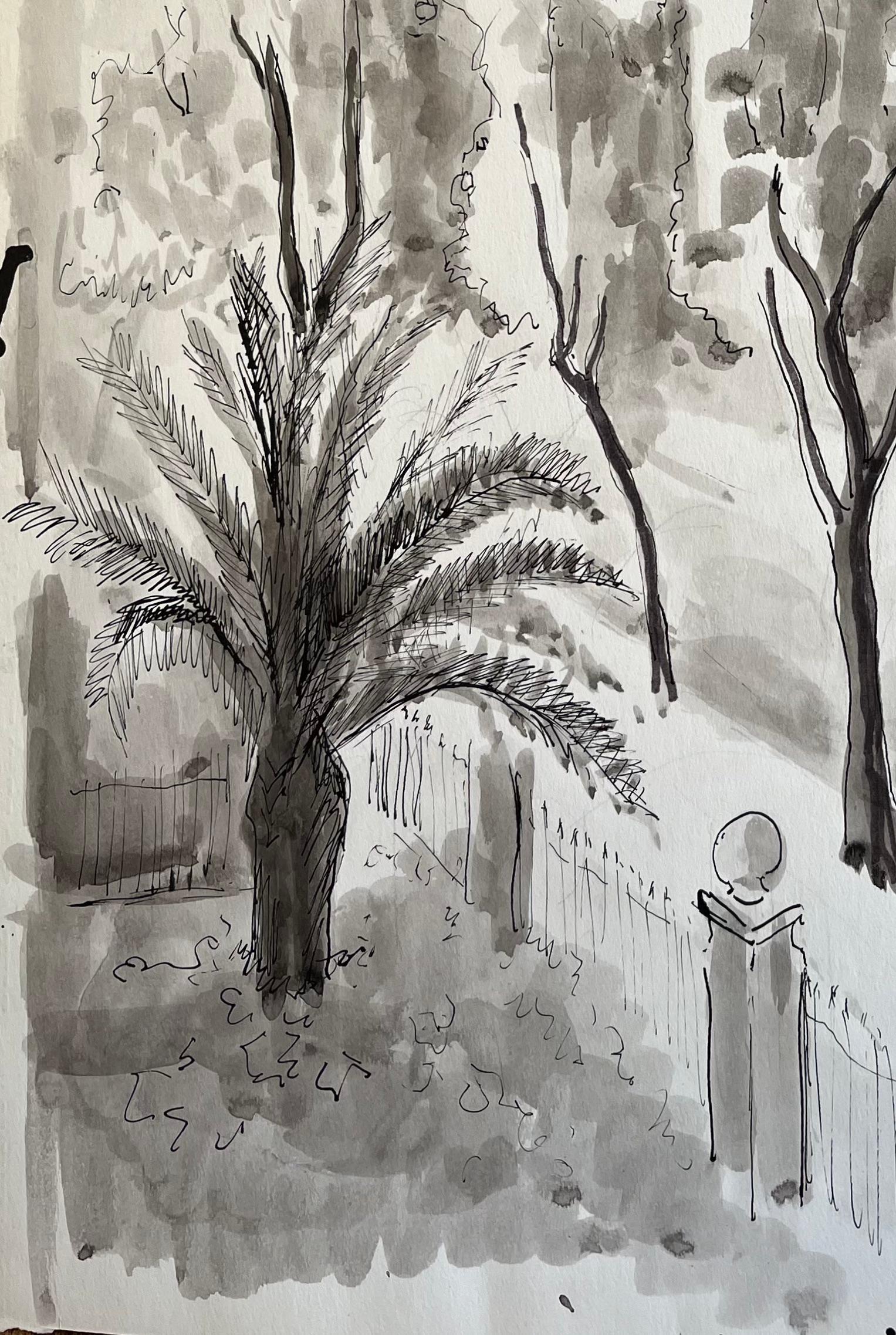 Titolo: Paesaggio urbano post-impressionista della metà del XX secolo con palme e lavaggi
di Anne Marie Migette Perard (francese, 1902-1977)
Firmato: Yes One
Medium: Inchiostro e acquerello su carta non incorniciata
Dimensioni: 19,75 pollici
